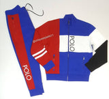 Nwt Polo Ralph Lauren Red/Royal Spellout Track Jacket with Matching Joggers - Unique Style