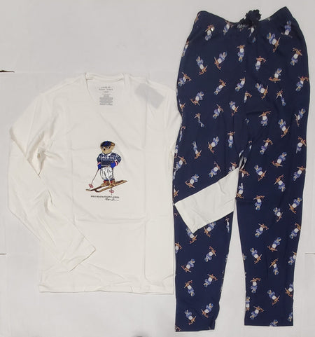 Nwt Polo Ralph Lauren Navy Allover Basketball Bear Print Pajamas