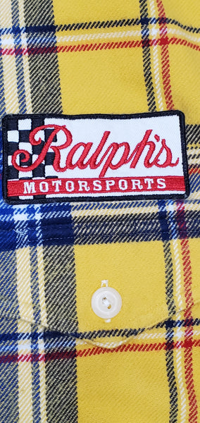 Nwt Polo Ralph Lauren Yellow Plaid Racing Patches Classic Fit Button up - Unique Style