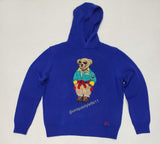 Nwt Polo Ralph Lauren Royal Blue Outdoorsman Teddy Bear Hooded Sweater - Unique Style