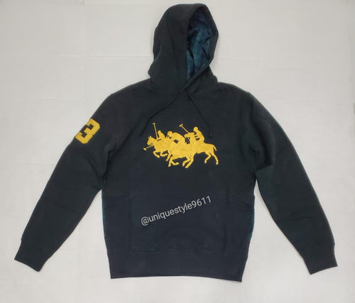 Nwt  Polo Ralph Lauren Black Triple Pony Embroidered Hoodie - Unique Style