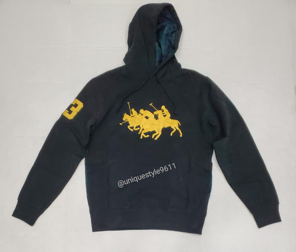 Nwt  Polo Ralph Lauren Black Triple Pony Embroidered Hoodie - Unique Style