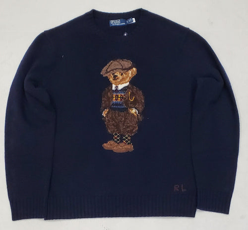 Nwt Polo Ralph Lauren Navy Wool Bear Sweater - Unique Style
