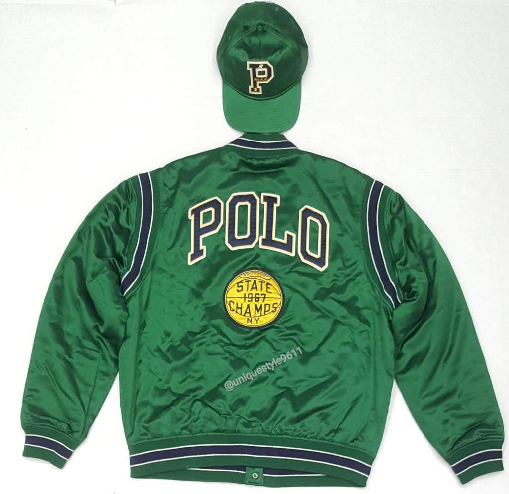 Nwt Polo Ralph Lauren Yankees Green Satin Jacket