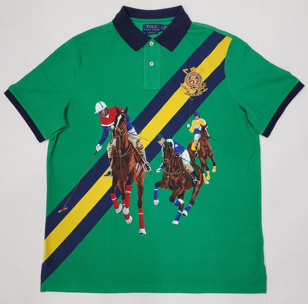 Nwt Polo Ralph Lauren Green Match Print Classic Fit Polo - Unique Style