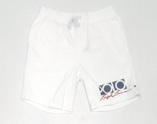 Nwt Polo Ralph Lauren White Logo Script Print 2021 Fleece Shorts - Unique Style