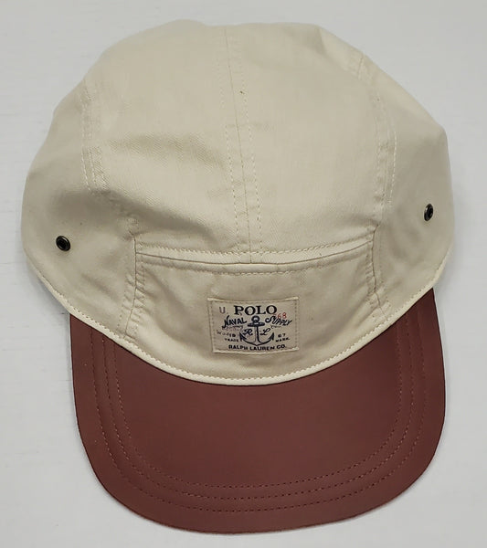 Nwt  Polo Ralph Lauren Navy Supply Leather Brim Adjustable Strap Back - Unique Style