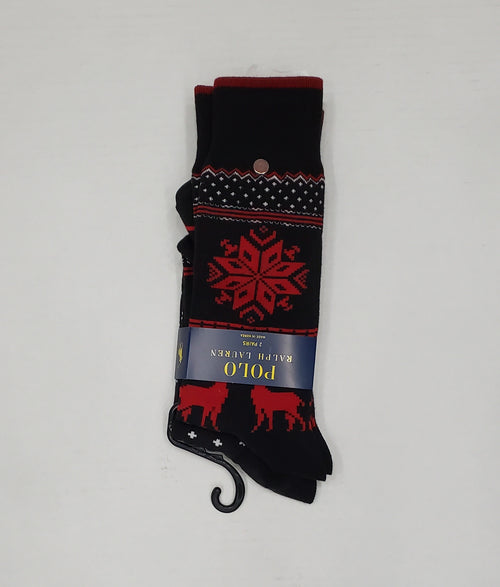 Nwt Polo Ralph Lauren 2 Pack Reindeer And Small Pony Socks - Unique Style