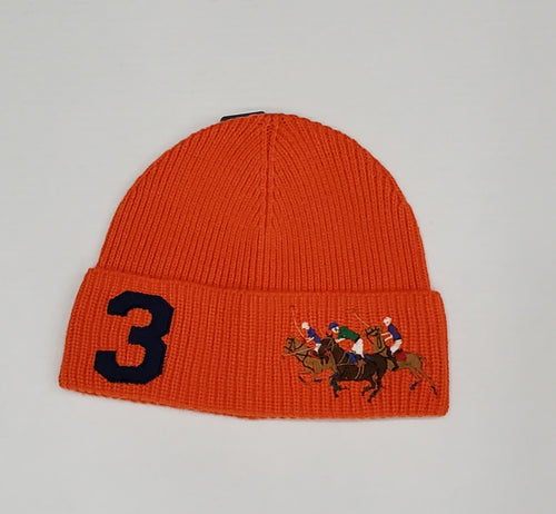 Nwt Polo Ralph Lauren Orange Triple pony # 3 Skully - Unique Style