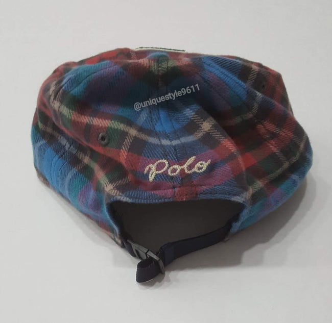 Nwt Polo Ralph Lauren Plaid 'P' Patch Twill Buckled Strap Back Hat - Unique Style