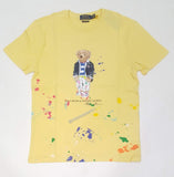 Nwt Polo Ralph Lauren Yellow Splatter Paint Teddy Bear Custom Slim Fit Tee - Unique Style