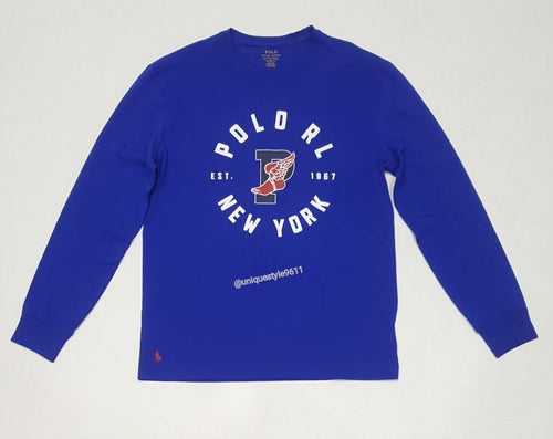 Nwt Polo Ralph Lauren Royal blue P-Wing New York 1967 Classic Fit Long Sleeve Tee - Unique Style
