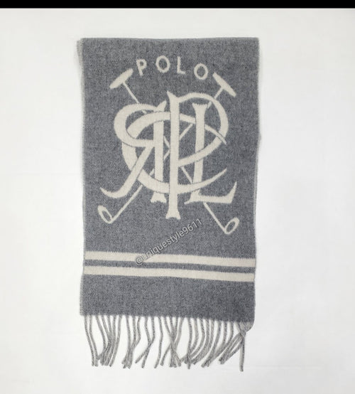 Nwt Polo Ralph Lauren Grey Scribble Scarf - Unique Style