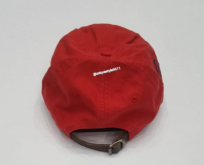 Nwt  Polo Ralph Lauren Red Triple Pony #3 Leather Adjustable Strap Back - Unique Style