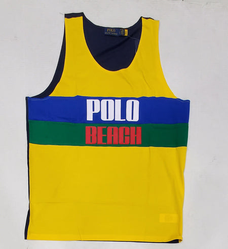Nwt Polo Ralph Lauren Yellow Track Team 07 Logo Mesh Tank Top