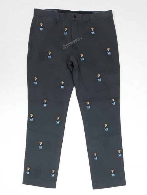 Nwt Polo Ralph Lauren Big and Tall Grey Slim Fit Embroidered Teddy Bear All Over Chino Pants - Unique Style