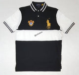 Nwt Polo Big & Tall Black/White with Gold Big Pony Embroidered Crest Polo - Unique Style