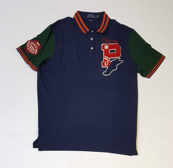NWT Polo Big & Tall Champs P67 Bulldog Football Polo shirt, blue with embroidered bulldog logo, casual men's apparel