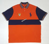 Nwt Polo Big & Tall Orange with Navy Big Pony Embroidered Crest Polo - Unique Style