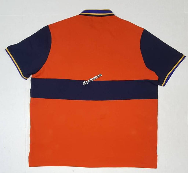 Nwt Polo Big & Tall Orange with Navy Big Pony Embroidered Crest Polo - Unique Style
