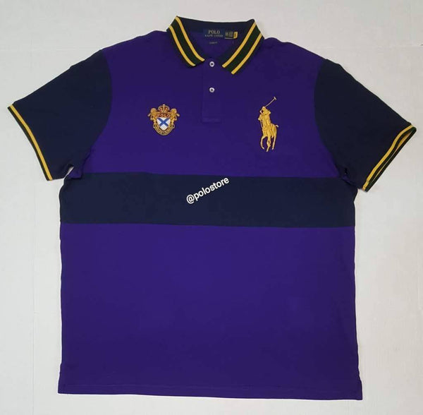 Nwt Polo Big & Tall Purple with Gold Big Pony Embroidered Crest Polo - Unique Style