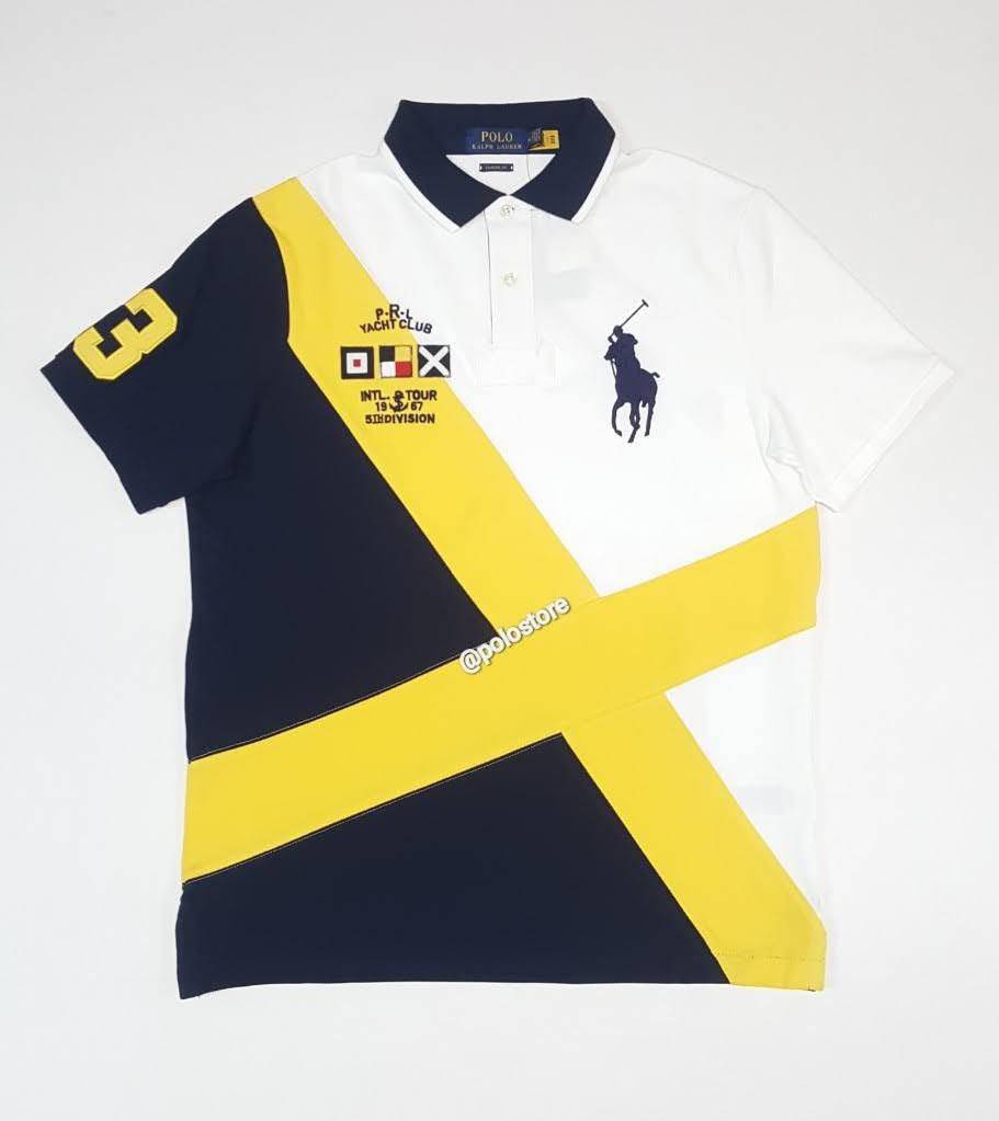 Nwt Polo Big \u0026 Tall Yellow/White/Navy P.R.L Yacht Club #3 Big Pony Polo |  Unique Style