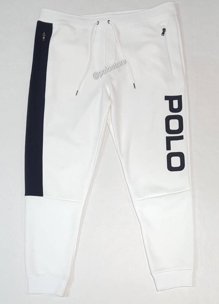 Nwt Polo Big & Tall White/Navy Spellout Zip Joggers