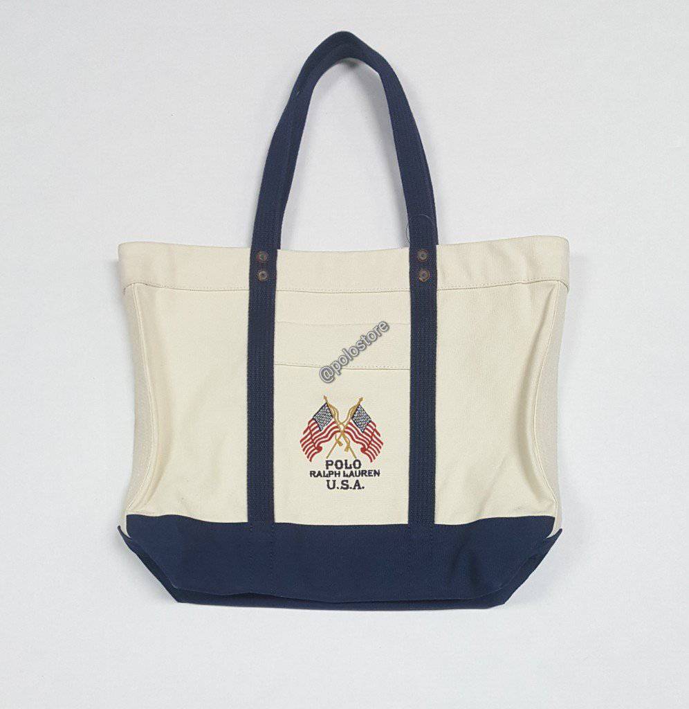 Nwt Polo Ralph Lauren Canvas Flag Tote | Unique Style