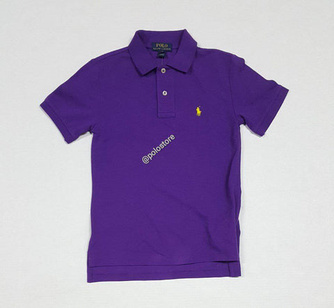 Purple polo shirt with yellow horse best sale