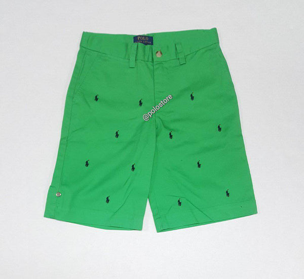Kids Polo Ralph Lauren Small Pony Allover Green Shorts - Unique Style
