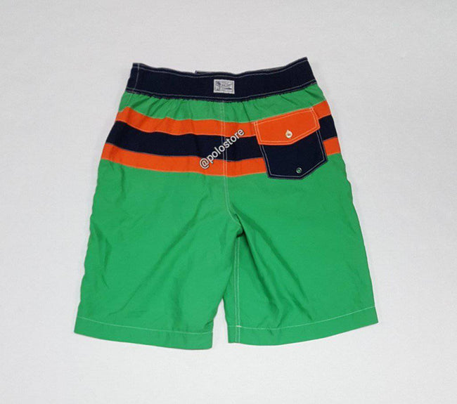 Kids Polo Ralph Lauren Green with Orange Big Pony Swimshorts - Unique Style