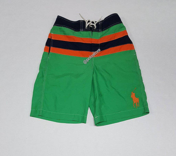 Kids Polo Ralph Lauren Green with Orange Big Pony Swimshorts - Unique Style