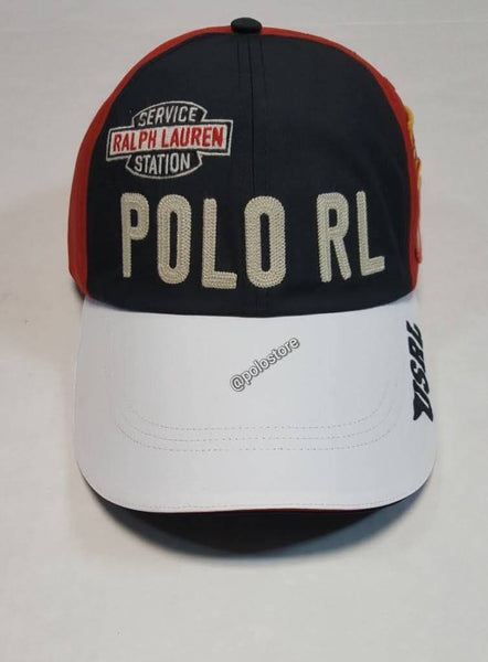 Nwt Polo Ralph Lauren Black/Red/White Racing Embroidered/Patches Long Bill Adjustable Strap Back Hat    Hat - Unique Style