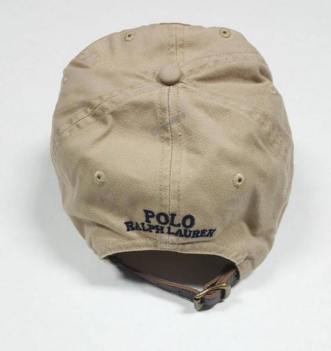 Nwt Polo Ralph Lauren Khaki Collegiate Teddy Bear Leather Adjustable Strap Back - Unique Style