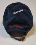 Nwt Polo Ralph Lauren Navy Sportsman Patch Corduroy Adjustable Leather Strap Back Hat - Unique Style