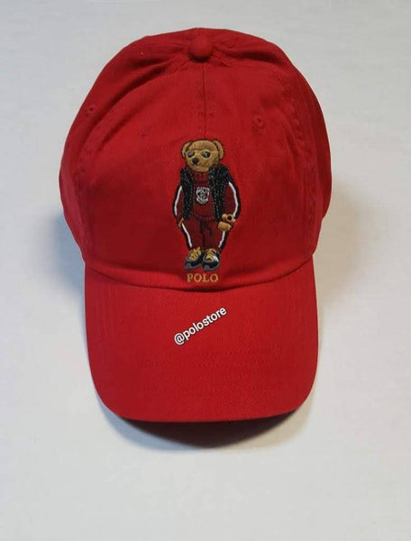 Nwt Polo Ralph Lauren Red Chinese Teddy Bear Adjustable Leather Strap Back Hat - Unique Style