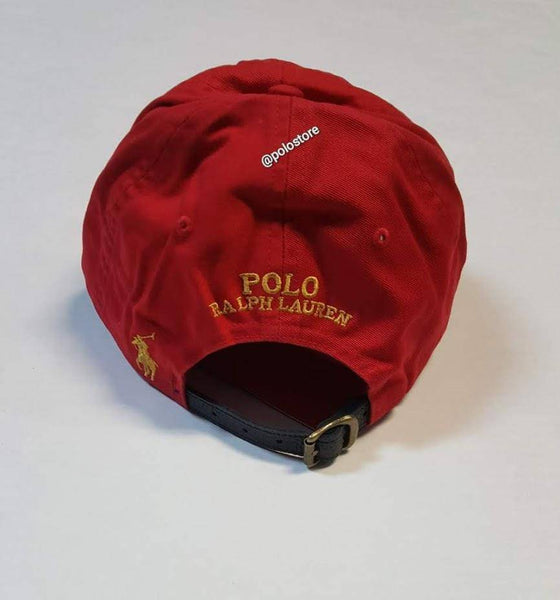 Nwt Polo Ralph Lauren Red Chinese Teddy Bear Adjustable Leather Strap Back Hat - Unique Style