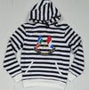 New Polo Ralph Lauren White/Navy Cross Flag Stripe Hoodie - Unique Style