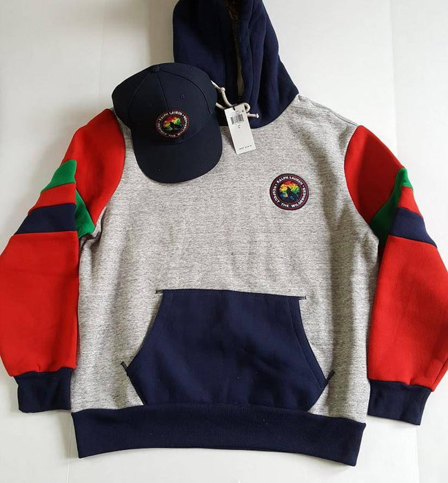 Nwt Polo Ralph Lauren Grey/Navy Respect The Wilderness Pullover Hoodie - Unique Style