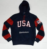 Nwt Polo Ralph Lauren Navy USA American Flag Fleece Patch Hoodie - Unique Style