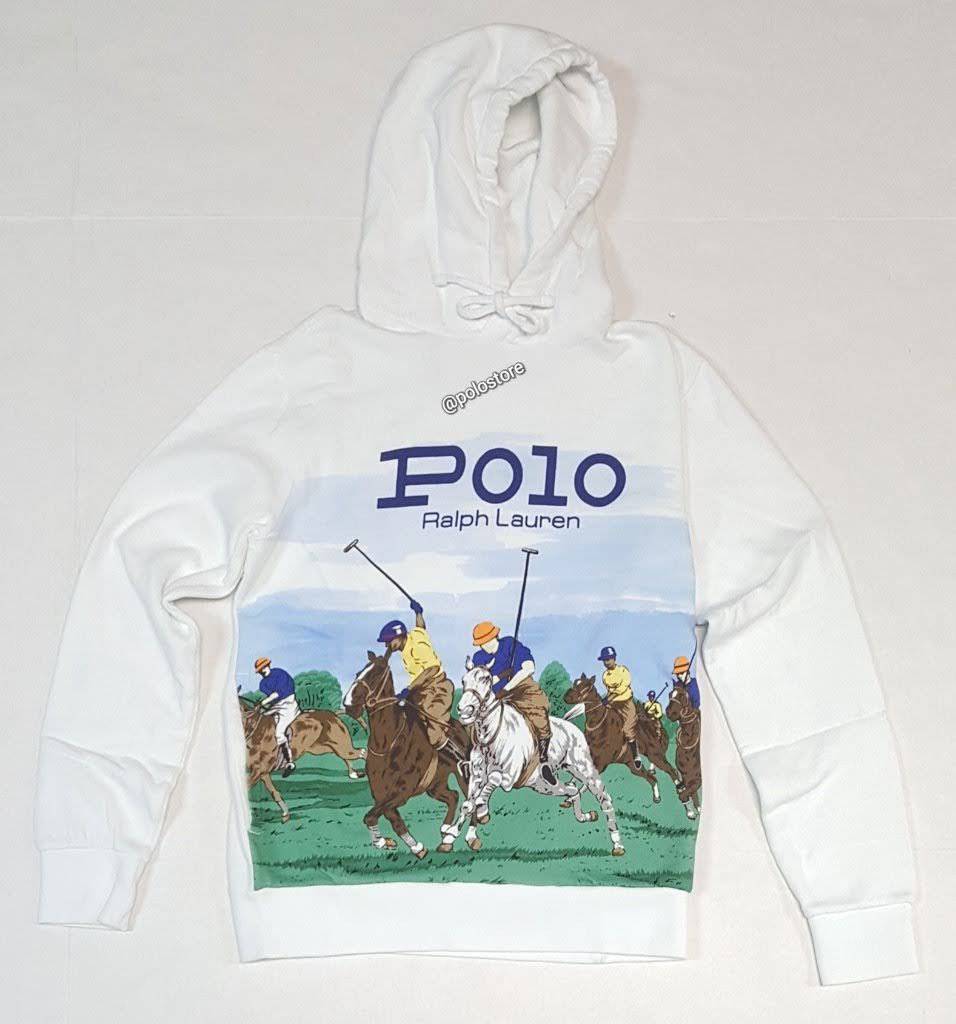 Nwt Polo Ralph Lauren White Equestrian Fleece Hoodie