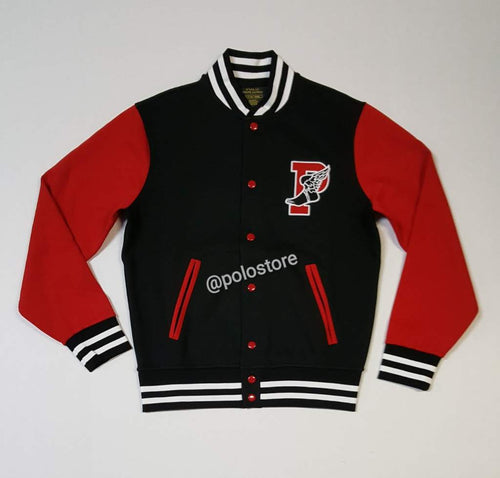 Nwt Polo Ralph Lauren Black P-Wing Patch Baseball Jacket - Unique Style