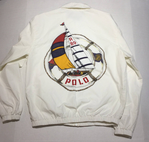 NWT POLO RALPH LAUREN CREAM LIFE PRESERVER SAILBOAT RL 89 WINDBREAKER JACKET - Unique Style