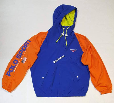 Nwt Polo Ralph Lauren Orange/Navy Polo Sport Zip Up Windbreaker