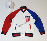 Nwt Polo Ralph Lauren White Kswiss Usa Baseball Jacket - Unique Style