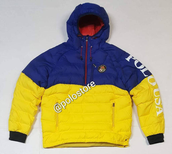 Nwt Polo Ralph Lauren Yellow/Royal Cookie Polo USA Down Pullover Jacket - Unique Style