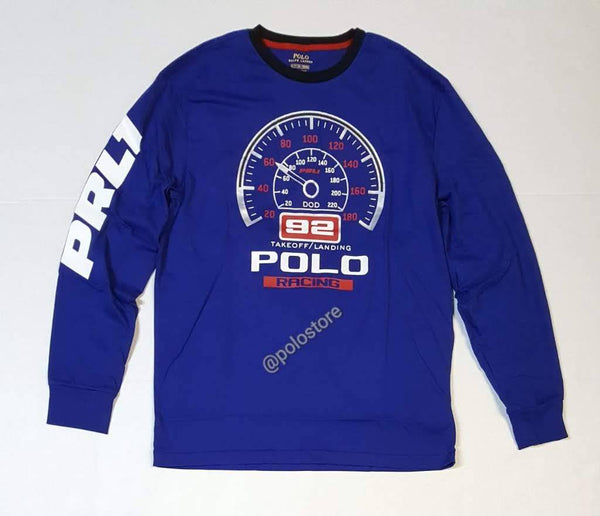 Nwt Polo Ralph Lauren Royal Blue Speedometer Long Sleeve Classic Fit Tee - Unique Style