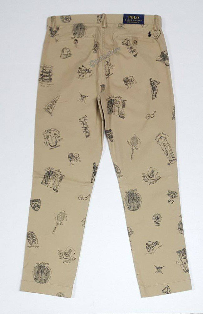Nwt Polo Ralph Lauren All Over Print Khaki Straight Fit Stretch Chino Pants - Unique Style