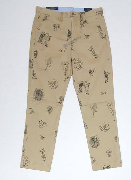 Nwt Polo Ralph Lauren All Over Print Khaki Straight Fit Stretch Chino Pants - Unique Style