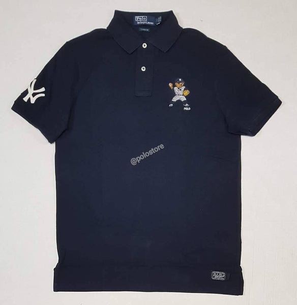 Nwt Polo Ralph Lauren Navy Blue Embroidered Teddy Bear NY Patch Classic Fit Polo - Unique Style
